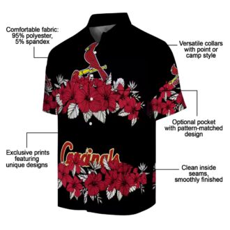 St. Louis Cardinals Tropical Hawaiian Shirt - Red & Black Hibiscus Stripe Design for MLB Fans