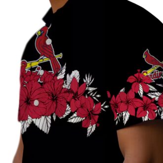 St. Louis Cardinals Tropical Hawaiian Shirt - Red & Black Hibiscus Stripe Design for MLB Fans