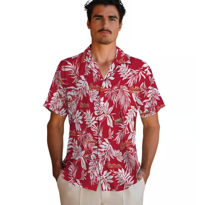 St. Louis Cardinals Tropical Leaf Hawaiian Shirt - MLB Summer Shirt for Fans with Red & White Design