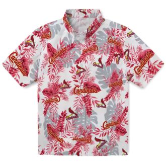 St. Louis Cardinals Tropical Leaves MLB Hawaiian Shirt - Summer Red & White Fan Apparel