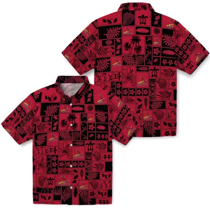 St. Louis Cardinals Tropical Patchwork Hawaiian Shirt - MLB Red & Black Fan Shirt for Game Day
