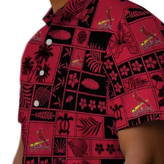 St. Louis Cardinals Tropical Patchwork Hawaiian Shirt - MLB Red & Black Fan Shirt for Game Day