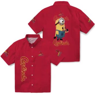 Trendy St. Louis Cardinals Minion Aloha Shirt - Red Hawaiian Vacation Shirt for Baseball Fans