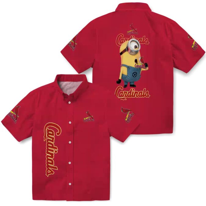 Trendy St. Louis Cardinals Minion Aloha Shirt - Red Hawaiian Vacation Shirt for Baseball Fans
