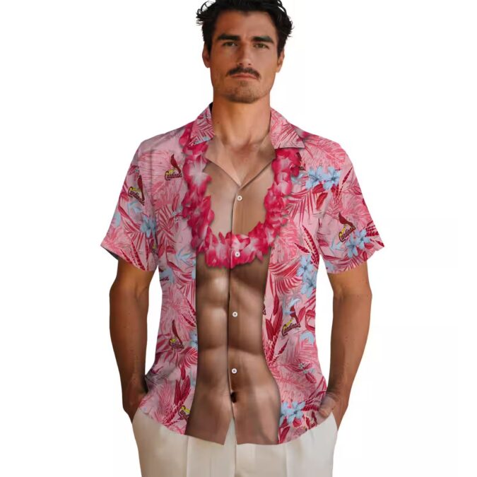 Unique St. Louis Cardinals Chest Illusion Hawaiian Shirt - Perfect for Summer Beach, Vacation and MLB Fans