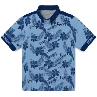 Custom Tampa Bay Rays Botanical Print Hawaiian Shirt - Light Blue Tropical Design for MLB Fans