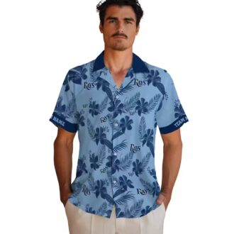 Custom Tampa Bay Rays Botanical Print Hawaiian Shirt - Light Blue Tropical Design for MLB Fans