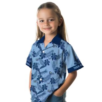 Custom Tampa Bay Rays Botanical Print Hawaiian Shirt - Light Blue Tropical Design for MLB Fans