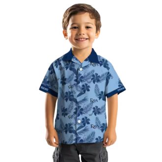 Custom Tampa Bay Rays Botanical Print Hawaiian Shirt - Light Blue Tropical Design for MLB Fans
