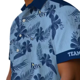 Custom Tampa Bay Rays Botanical Print Hawaiian Shirt - Light Blue Tropical Design for MLB Fans