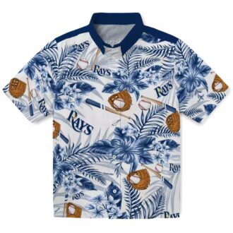 Custom Tampa Bay Rays Floral Baseball Hawaiian Shirt - Navy White Tropical Beach Shirt