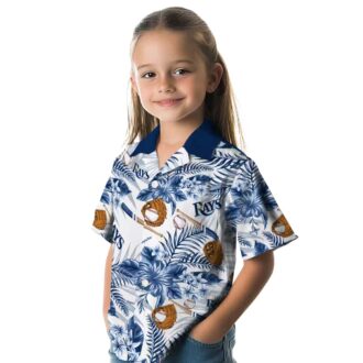 Custom Tampa Bay Rays Floral Baseball Hawaiian Shirt - Navy White Tropical Beach Shirt