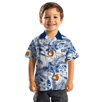 Custom Tampa Bay Rays Floral Baseball Hawaiian Shirt - Navy White Tropical Beach Shirt