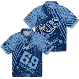 Custom Tampa Bay Rays Star Stripes Navy Hawaiian Shirt - Official MLB Fan Apparel for Summer