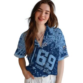 Custom Tampa Bay Rays Star Stripes Navy Hawaiian Shirt - Official MLB Fan Apparel for Summer
