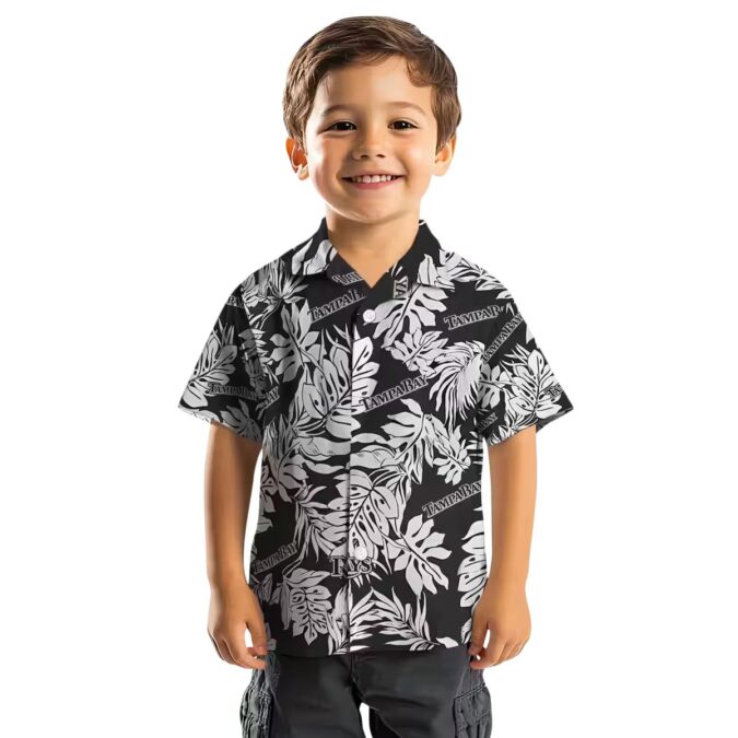 Men's Tampa Bay Rays Black Hawaiian Shirt with Monstera Leaf - MLB Baseball Beach Shirt