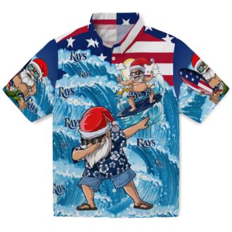 Men's Tampa Bay Rays Surfing Santa Blue Hawaiian Shirt - Summer Beach Party Apparel