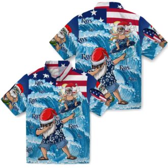 Men's Tampa Bay Rays Surfing Santa Blue Hawaiian Shirt - Summer Beach Party Apparel