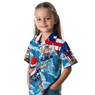 Men's Tampa Bay Rays Surfing Santa Blue Hawaiian Shirt - Summer Beach Party Apparel