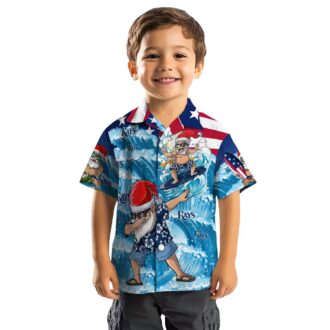 Men's Tampa Bay Rays Surfing Santa Blue Hawaiian Shirt - Summer Beach Party Apparel