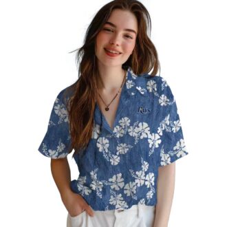 Men's Tampa Bay Rays Tropical Hawaiian Shirt with Hibiscus Clusters - Navy Beach Shirt