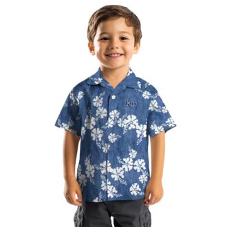 Men's Tampa Bay Rays Tropical Hawaiian Shirt with Hibiscus Clusters - Navy Beach Shirt