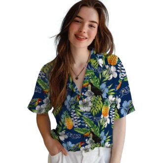 Men's Tropical Tampa Bay Rays Hawaiian Shirt - Green Navy Toucan Floral Design for Summer