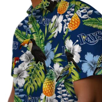Men's Tropical Tampa Bay Rays Hawaiian Shirt - Green Navy Toucan Floral Design for Summer