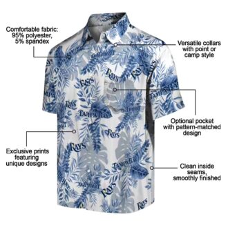 Men’s Tampa Bay Rays Vacation Shirt - Tropical Floral MLB Apparel in Navy White