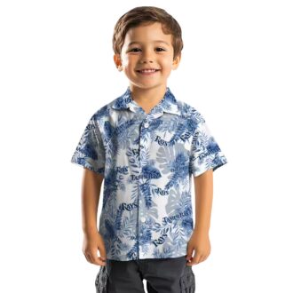 Men’s Tampa Bay Rays Vacation Shirt - Tropical Floral MLB Apparel in Navy White