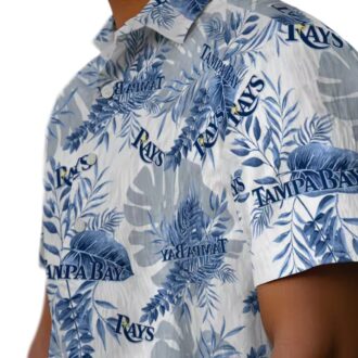 Men’s Tampa Bay Rays Vacation Shirt - Tropical Floral MLB Apparel in Navy White
