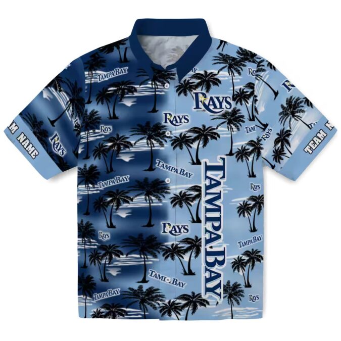 MLB Tampa Bay Rays Personalized Navy Hawaiian Shirt - Perfect for Summer, Palm Silhouettes Design