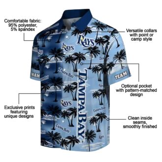 MLB Tampa Bay Rays Personalized Navy Hawaiian Shirt - Perfect for Summer, Palm Silhouettes Design