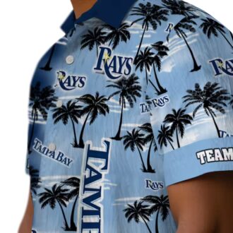 MLB Tampa Bay Rays Personalized Navy Hawaiian Shirt - Perfect for Summer, Palm Silhouettes Design