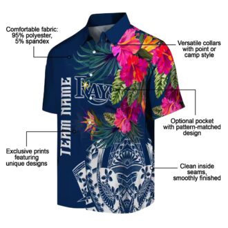 MLB Tampa Bay Rays Tropical Aloha Shirt - Navy Polynesian Floral for Beach & Game Day