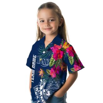 MLB Tampa Bay Rays Tropical Aloha Shirt - Navy Polynesian Floral for Beach & Game Day