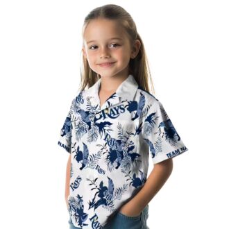 Navy Blue Tampa Bay Rays Botanical Floral Hawaiian Shirt - Perfect MLB Beach Shirt for Men