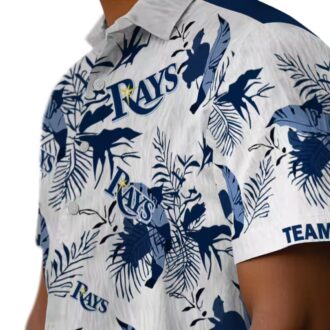 Navy Blue Tampa Bay Rays Botanical Floral Hawaiian Shirt - Perfect MLB Beach Shirt for Men