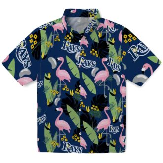Navy Flamingo Leaves Tampa Bay Rays Hawaiian Shirt for Summer Beach