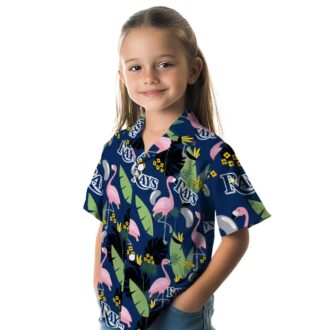Navy Flamingo Leaves Tampa Bay Rays Hawaiian Shirt for Summer Beach