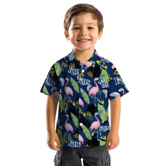 Navy Flamingo Leaves Tampa Bay Rays Hawaiian Shirt for Summer Beach