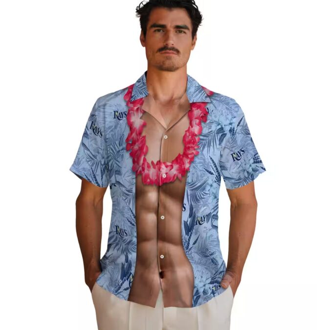 Navy Tampa Bay Rays Hawaiian Shirt with Chest Illusion - Summer MLB Beach Apparel