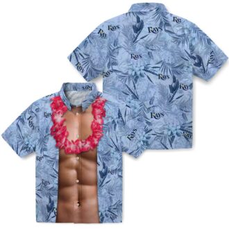 Navy Tampa Bay Rays Hawaiian Shirt with Chest Illusion - Summer MLB Beach Apparel