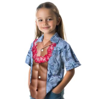 Navy Tampa Bay Rays Hawaiian Shirt with Chest Illusion - Summer MLB Beach Apparel