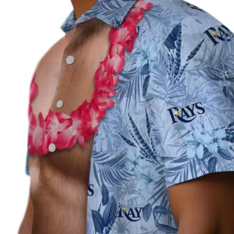 Navy Tampa Bay Rays Hawaiian Shirt with Chest Illusion - Summer MLB Beach Apparel
