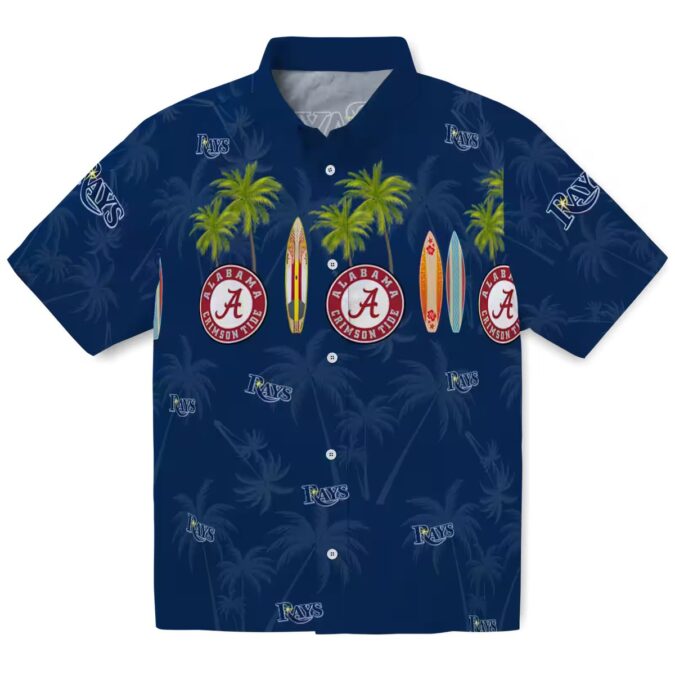 Official Tampa Bay Rays Surfboard Palm Navy Hawaiian Shirt - Perfect for Beach & Vacation