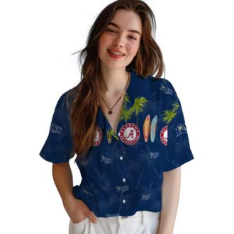 Official Tampa Bay Rays Surfboard Palm Navy Hawaiian Shirt - Perfect for Beach & Vacation