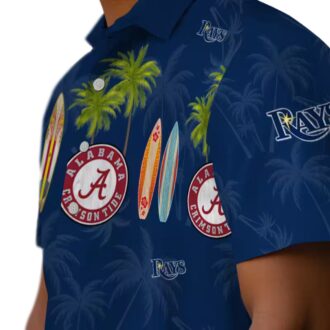 Official Tampa Bay Rays Surfboard Palm Navy Hawaiian Shirt - Perfect for Beach & Vacation