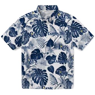 Official Tampa Bay Rays Tropical Plants Navy Hawaiian Shirt - MLB Beach Wear for Men