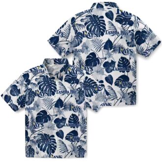 Official Tampa Bay Rays Tropical Plants Navy Hawaiian Shirt - MLB Beach Wear for Men